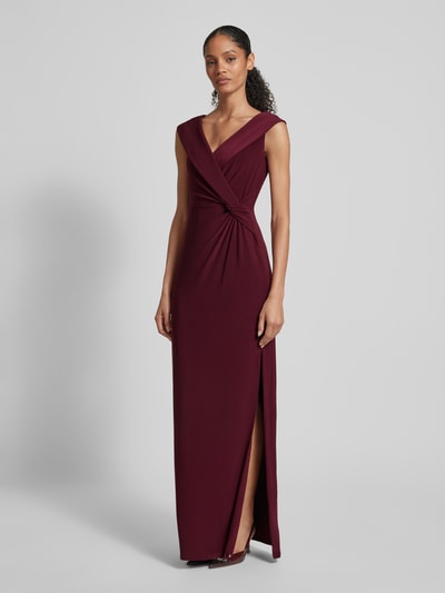 Lauren Ralph Lauren Avondjurk met knoopdetail, model 'LEONIDAS' Bordeaux - 4