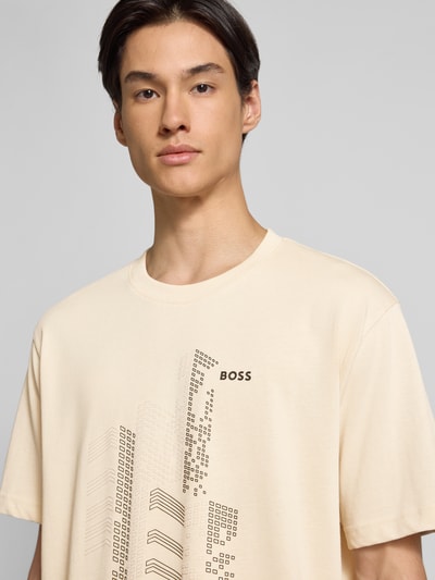 BOSS Green Regular Fit T-Shirt aus reiner Baumwolle Offwhite 3