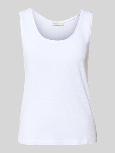 Produktfoto, Regular Fit Top aus reiner Baumwolle von Marc O'Polo in Optik: Unifarben, Rundhals, Ärmelform: Ohne, weiße glatte Textur