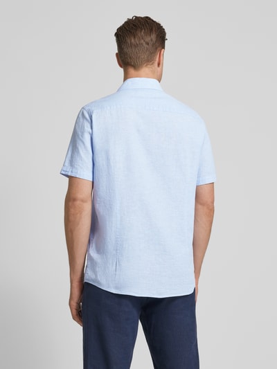 Bruun & Stengade Casual modern fit linnen overhemd met borstzak, model 'LOTT' Lichtblauw - 5