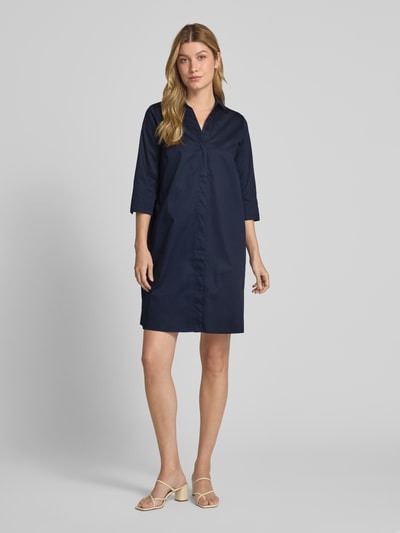 Milano Italy Knielanges Hemdblusenkleid mit Eingrifftaschen Marine 1