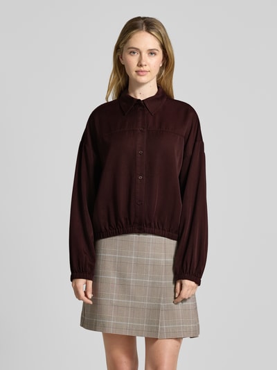 OPUS Bluzka o kroju relaxed fit z elastycznym ściągaczem Model 'fynamo' Ciemnobrązowy 4