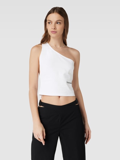 Calvin Klein Jeans Crop Top mit One-Shoulder-Träger Weiss 4