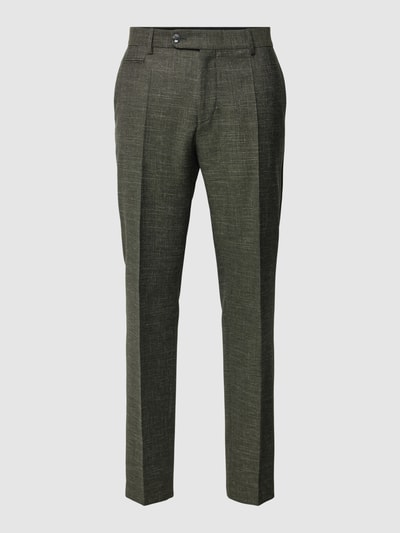 BOSS Slim fit pantalon met structuurmotief, model 'Genius' Rietgroen - 2