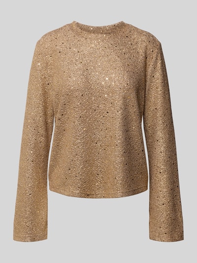 Jake*s Collection Schimmerndes Blusenshirt mit Pailletten Gold 2
