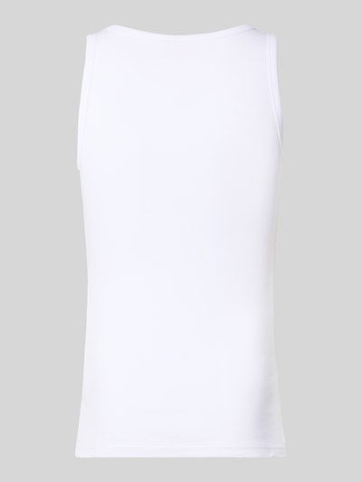 Produktfoto, Tanktop mit Label-Print im 2er-Pack von HUGO aus weißem Baumwoll-Elasthan-Mix in Ripp-Optik, breite Träger, körpernahe Passform.