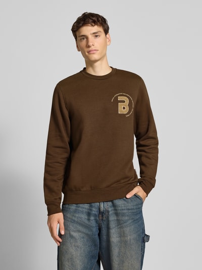 Blend Sweatshirt met labeldetail, model 'FLORIAN' Donkerbruin - 4