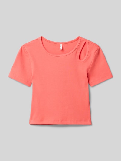 Only Slim Fit T-Shirt aus Baumwoll-Mix Modell 'NESSA LIFE' Koralle 1