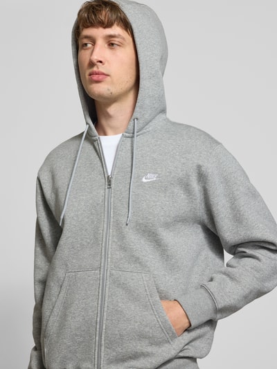 Nike Sweatjacke mit Label-Stitching und Känguru-Tasche Hellgrau 3