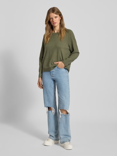 Marc O'Polo Denim Regular fit gebreide pullover van katoenmix Kaki - 1