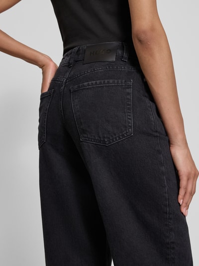 HUGO Mom Fit Jeans mit weitem Bein und Eingrifftaschen Modell 'Gimine' Black 3