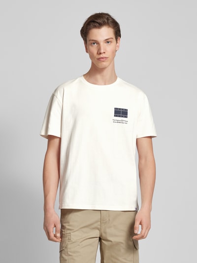 Tommy Jeans Regular fit T-shirt met labelprint Offwhite - 4