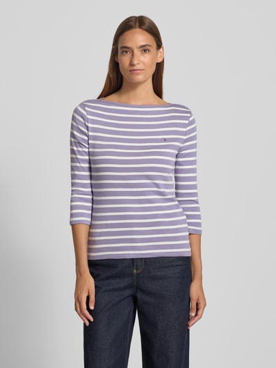 Tommy Hilfiger Bluzka o kroju slim fit z czystej bawełny z rękawem o dł. 3/4 Lawendowy 4