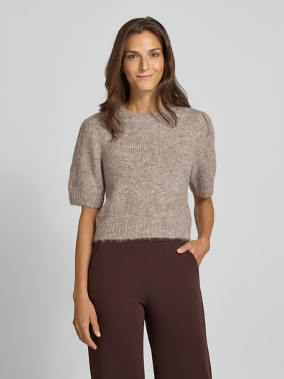 Vero Moda Regular Fit Strickpullover mit Woll-Anteil Modell 'NOVAH' Sand Melange 4