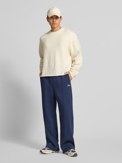 KARL KANI Sweatpants met lengtenaden en labelprint Donkerblauw - 1
