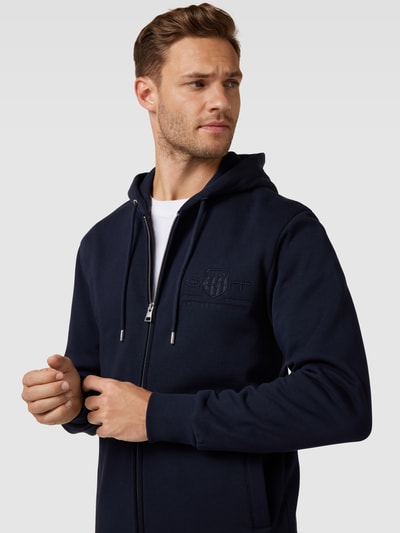 Gant Sweatjack met labelstitching Marineblauw - 3