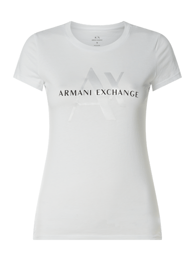 ARMANI EXCHANGE T-Shirt mit Logo-Print in Metallic-Optik  Weiss 1