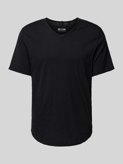 Only & Sons T-Shirt mit V-Ausschnitt Modell 'BENNE' Black 1