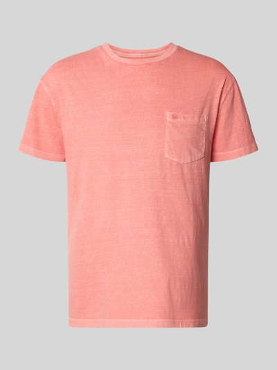 Produktfoto, T-Shirt aus Baumwoll-Leinen-Mix mit Brusttasche von Superdry, Herren T-Shirt in Rosa, Regular-Fit, Rundhalsausschnitt, Rückenlänge bei Größe M 66 cm