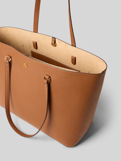 Lauren Ralph Lauren Tote bag van runderleer met labelapplicatie, model 'KARLY' Cognac - 5
