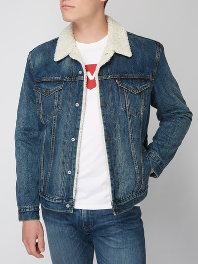 Levi's® Sherpa truckerjack met voering van teddybont Jeansblauw - 4