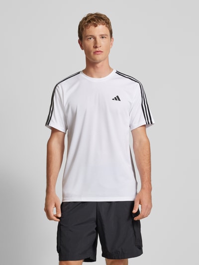 Adidas Training T-Shirt mit labeltypischen Streifen Weiss 4