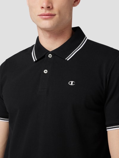 CHAMPION Poloshirt mit Label-Stitching Black 3