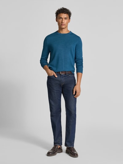 Christian Berg Men Regular Fit Longsleeve aus Merino-Mix Petrol Melange 1