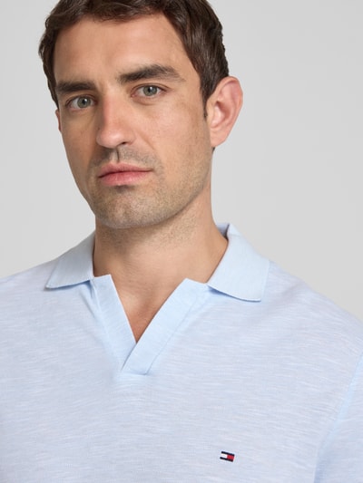 Tommy Hilfiger Regular Fit Poloshirt aus reiner Baumwolle Hellblau Melange 3