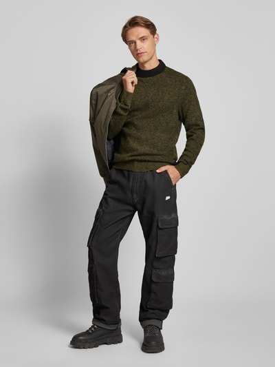 Jack & Jones Gebreide pullover met labeldetail, model 'COSPACE' Olijfgroen - 1