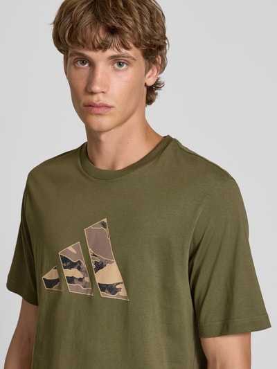adidas Sportswear Regular Fit T-Shirt aus reiner Baumwolle mit Logo-Print Oliv 3