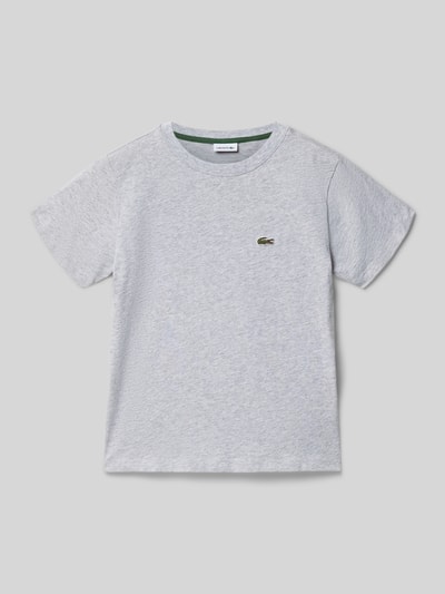 Produktfoto, Regular Fit T-Shirt aus reiner Baumwolle von Lacoste in grauer Melange-Optik mit Label-Patch, Kurzarm, Rundhals, Jersey