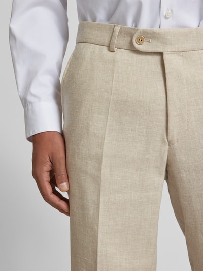 Carl Gross Slim fit pantalon met persplooien, model 'Shiver' Beige - 3