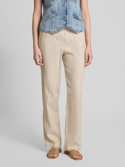 Christian Berg Woman Straight Leg Leinenhose mit Tunnelzug Beige 4