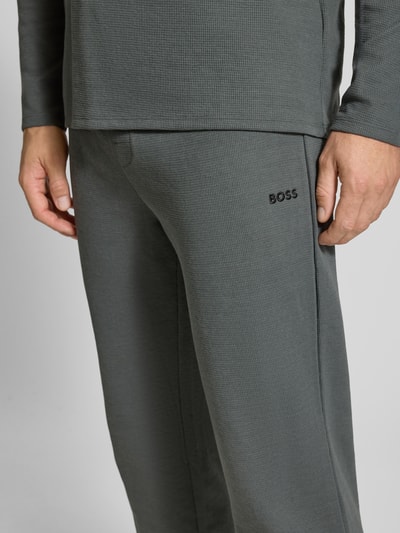 BOSS Regular fit sweatpants van katoenmix Rietgroen - 3