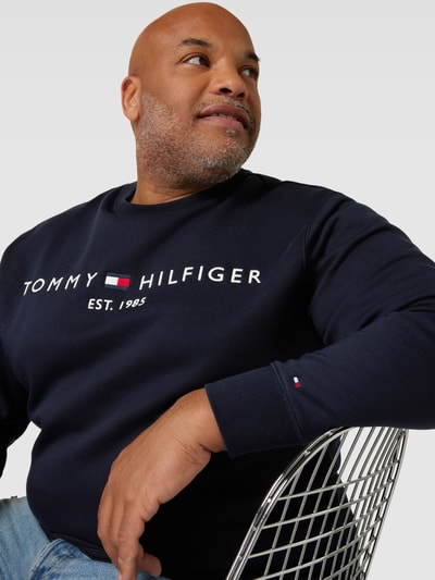 Tommy Hilfiger Big & Tall PLUS SIZE sweatshirt met labelstitching, model 'LOGO' Marineblauw - 3