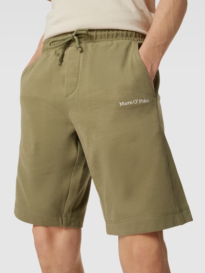 Marc O'Polo Sweatshorts mit Label-Stitching Oliv 3