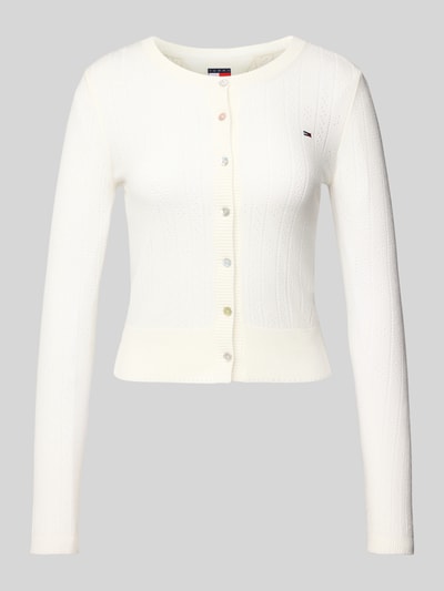 Tommy Jeans Slim fit cardigan van pointelle Offwhite - 2