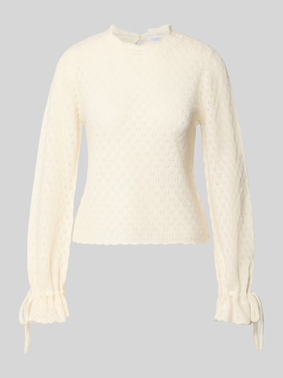 Rich & Royal sweter z dzianiny o kroju regular fit z mieszanki wełny z domieszką alpaki Biały 1