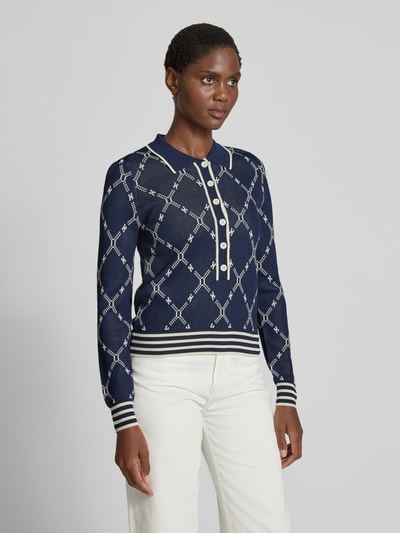 SUNCOO PARIS Gebreide pullover van viscosemix met polokraag Marineblauw - 4