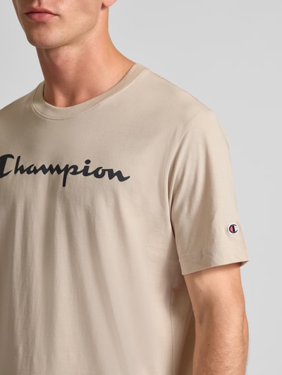 CHAMPION T-shirt z logo i okrągłym dekoltem Beżowy 3