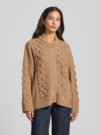 Essentiel Antwerp Loose Fit Strickjacke aus Woll-Mix mit Strasssteinbesatz Modell 'ILTIMATE' Camel 4