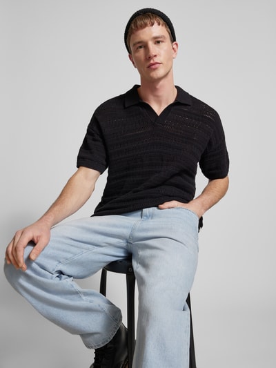 Only & Sons Poloshirt met structuurmotief, model 'GRAYSON' Zwart - 3