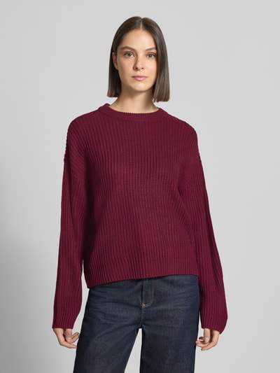 VERO MODA Regular Fit Pullover mit Crew Neck Modell 'LEA' Dunkelrot 4
