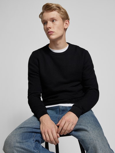 Jack & Jones Sweter z dzianiny z okrągłym dekoltem model ‘OTTO’ Czarny 3