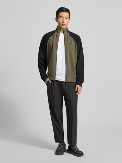 BOSS Green Regular fit sweatjack van katoenmix Donkergroen - 1