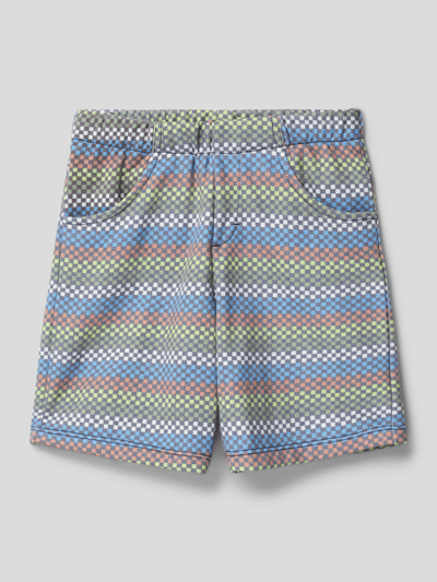 s.Oliver RED LABEL Sweatshort met all-over motief Blauw - 1