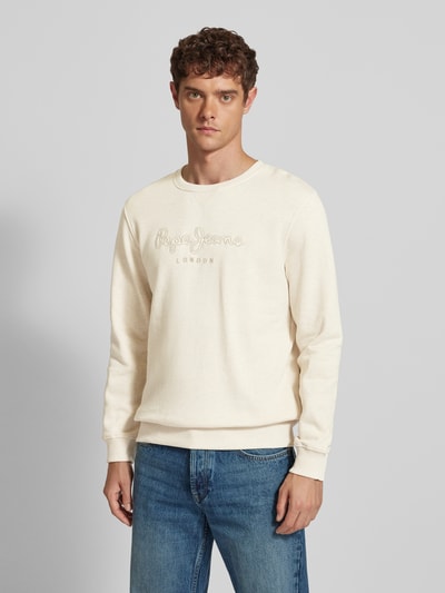 Pepe Jeans Sweatshirt met labelstitching, model 'Nouvel' Offwhite - 4