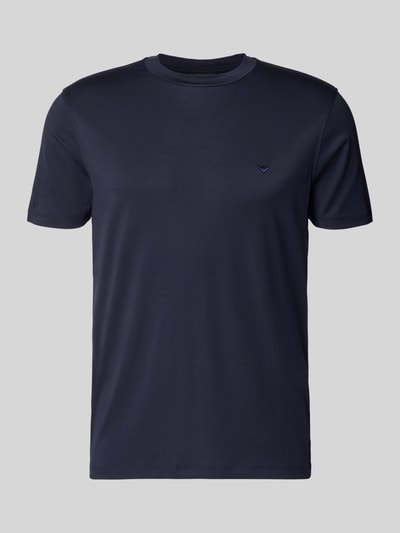 Produktfoto, Regular Fit T-Shirt mit Rundhalsausschnitt von Emporio Armani, dunkelblau, glatte Textur, Kurzarm, elastischer Modal-Mix