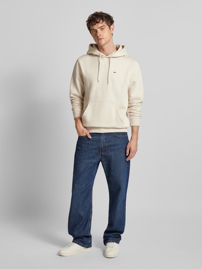 Tommy Jeans Regular fit hoodie met labelstitching Beige - 1